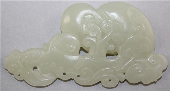 A Chinese pale celadon jade carving of lingzhi fungus, 10cm